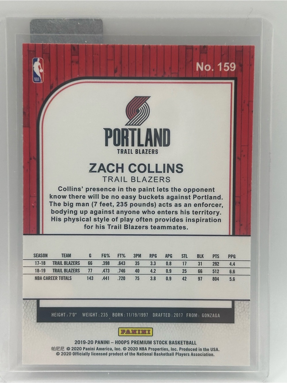 Zach Collins Portland NBA Hoops Portland Trail Blazers Basketball Card 🏀 - Picture 2 of 2